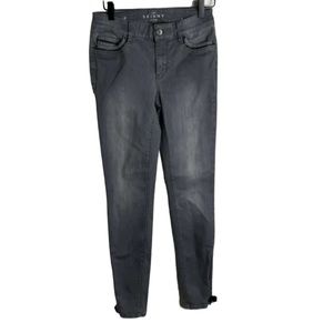 White House Black Market The Skinny Ankle Gray Zip Buckle Ankle Stretch Jeans 0